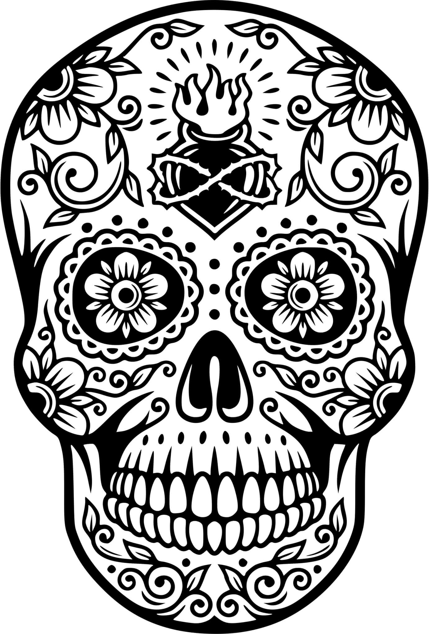 Coloriage Squelette Halloween Tête De Mort - Squelette à imprimer