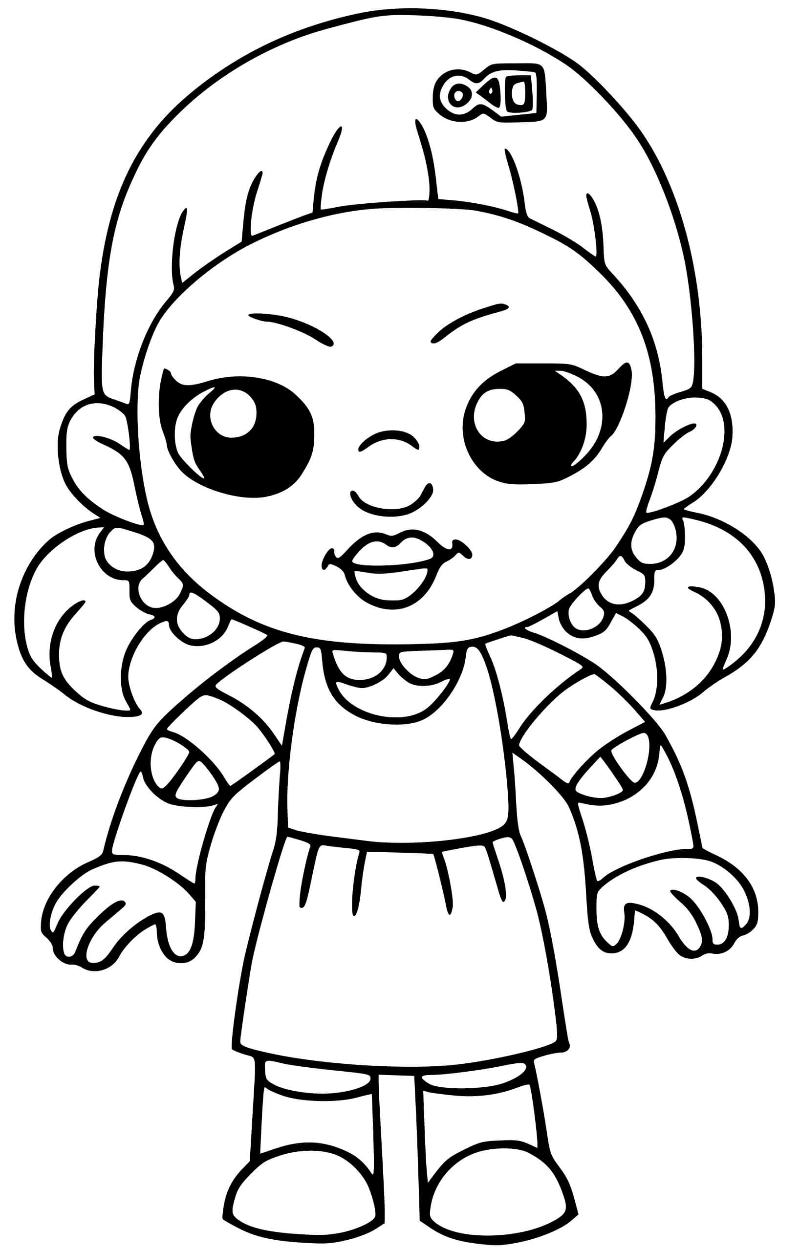 Coloriage Squid Game Doll Red Light Green Light - Squid games à imprimer