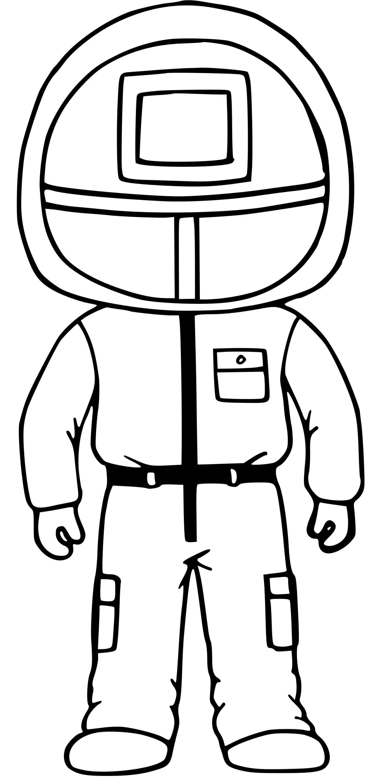 Coloriage Garde rouge Squid Game en uniforme - Squid games à imprimer
