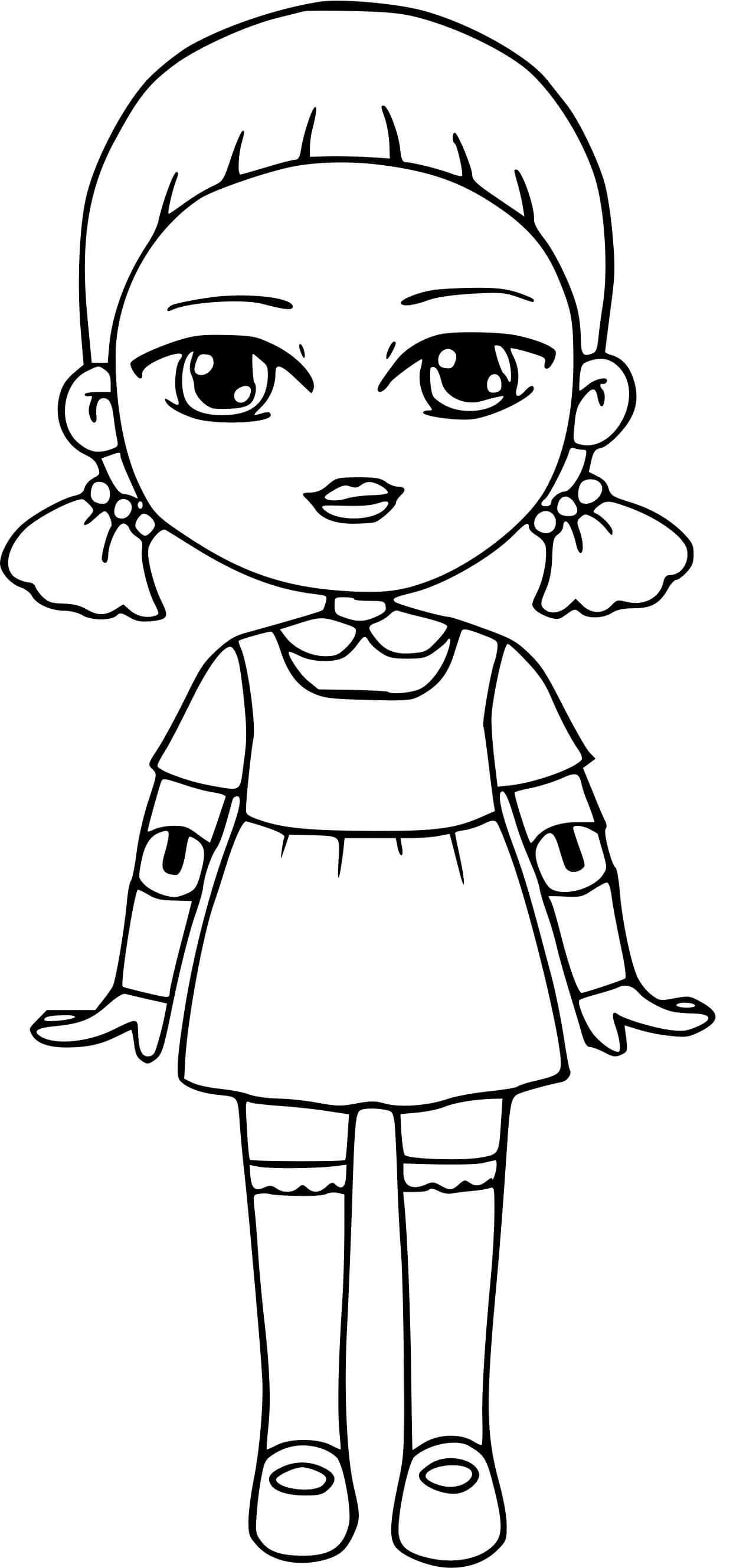 Coloriage Squid Game Red Light Green Light Doll - Squid games à imprimer