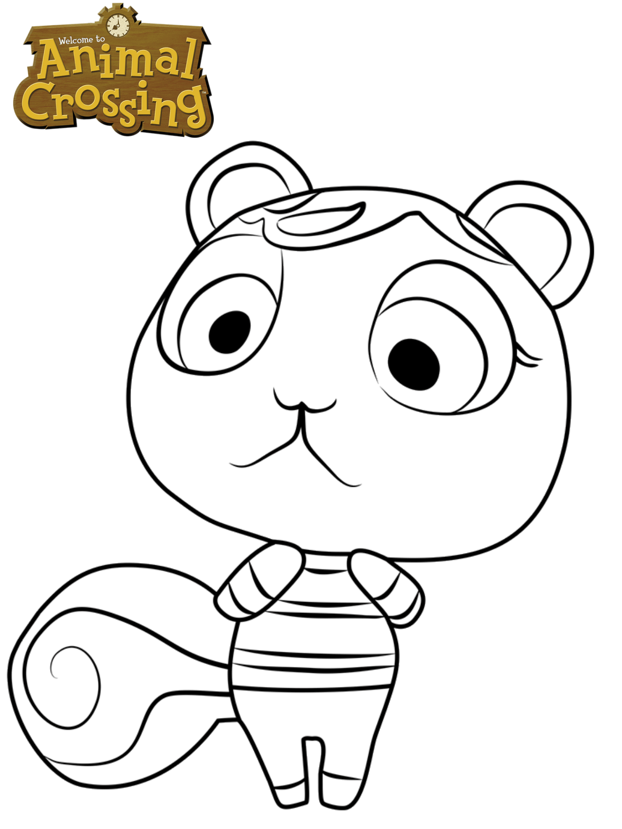 Coloriage Squirrel Hazel - Animal crossing à imprimer
