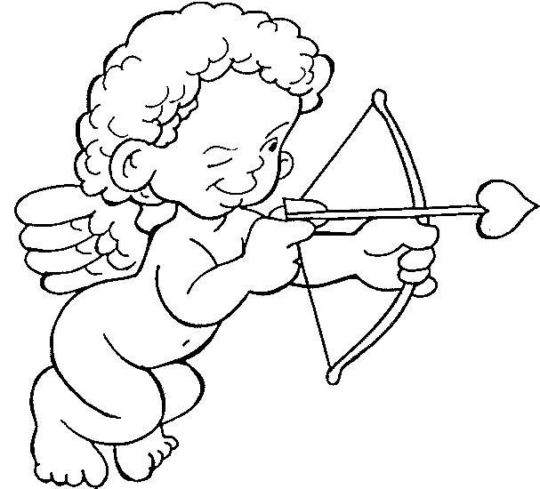Coloriage St Valentin Cupidon Tire Une Flèche - Saint-Valentin à imprimer