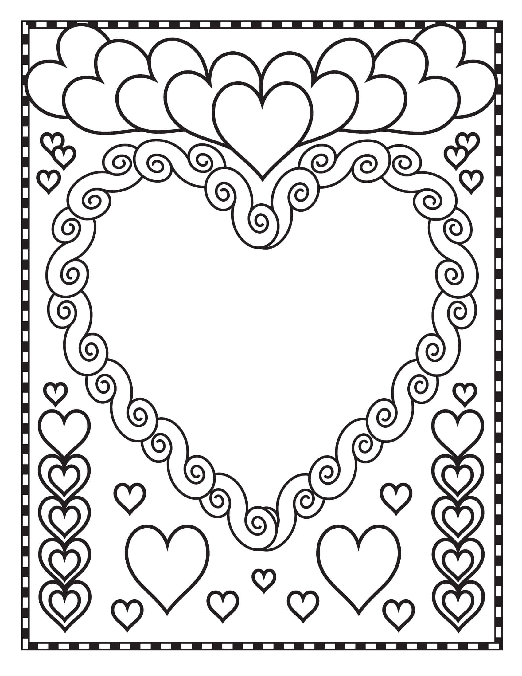 Coloriage St Valentin Cœurs Blanc - Saint-Valentin à imprimer