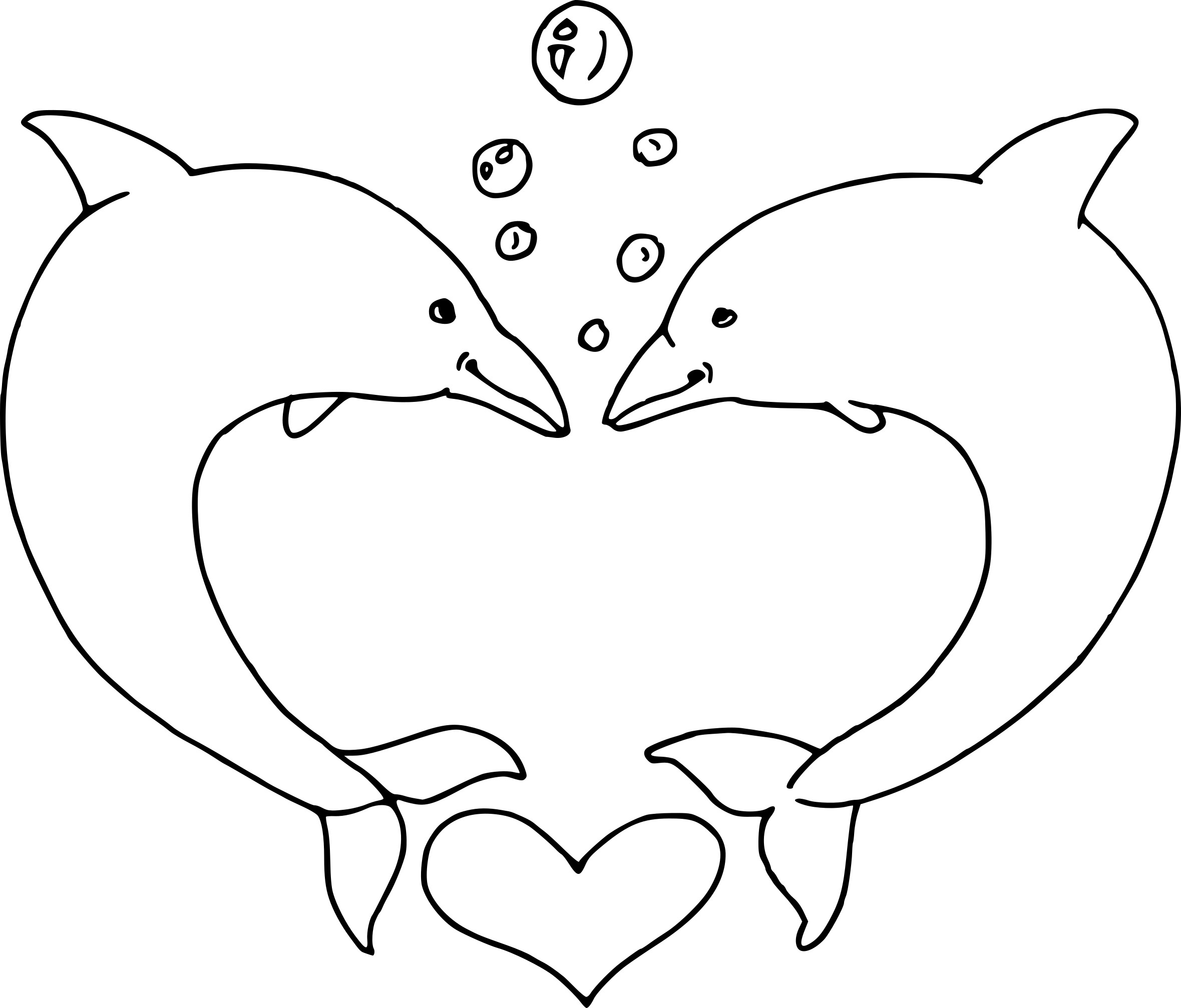 Coloriage St Valentin Dauphin Cœur - Saint-Valentin à imprimer