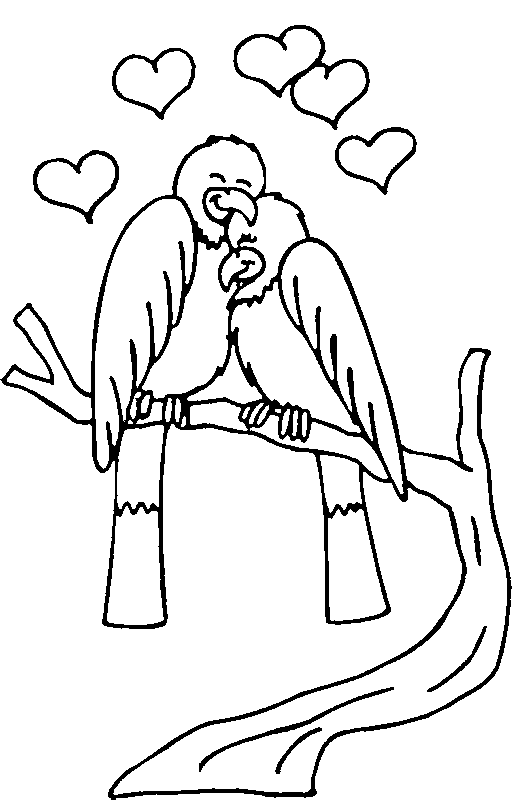 Coloriage St Valentin Oiseaux Amoureux - Saint-Valentin à imprimer