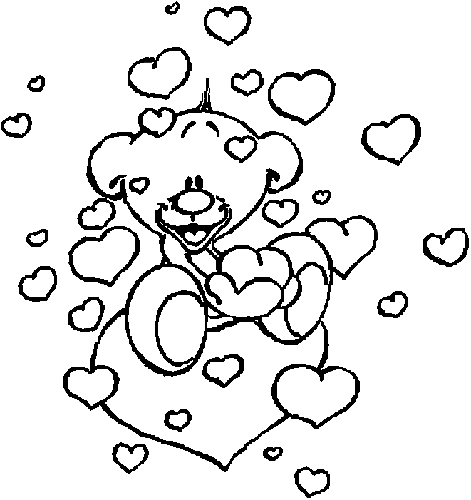 Coloriage St Valentin Une Pluie De Cœurs - Saint-Valentin à imprimer