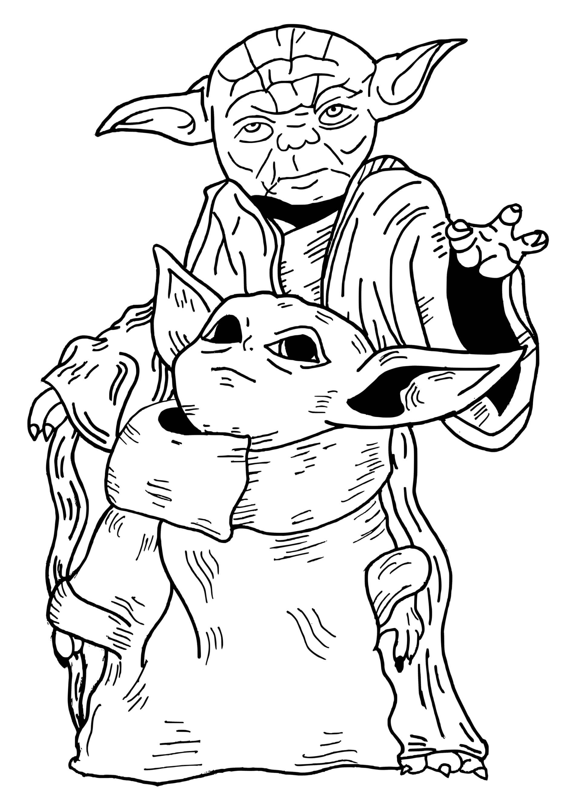 Coloriage Star Wars Baby Yoda Et Yoda - Bébé Yoda à imprimer