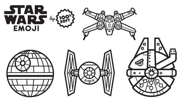 Coloriage Star Wars Emoji Vaiseaux - Emoji à imprimer