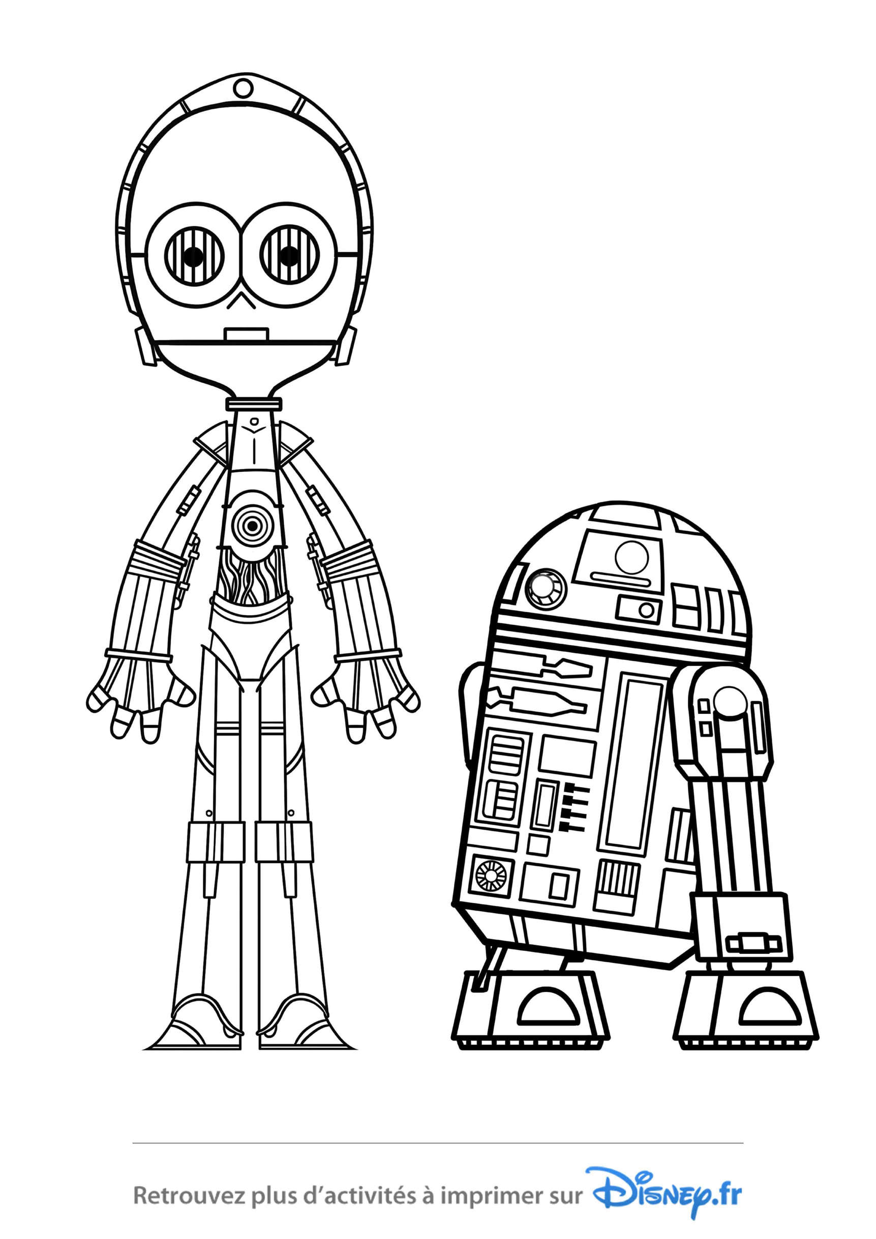 Coloriage R2-D2 et C-3PO, droïdes Star Wars - Star wars à imprimer