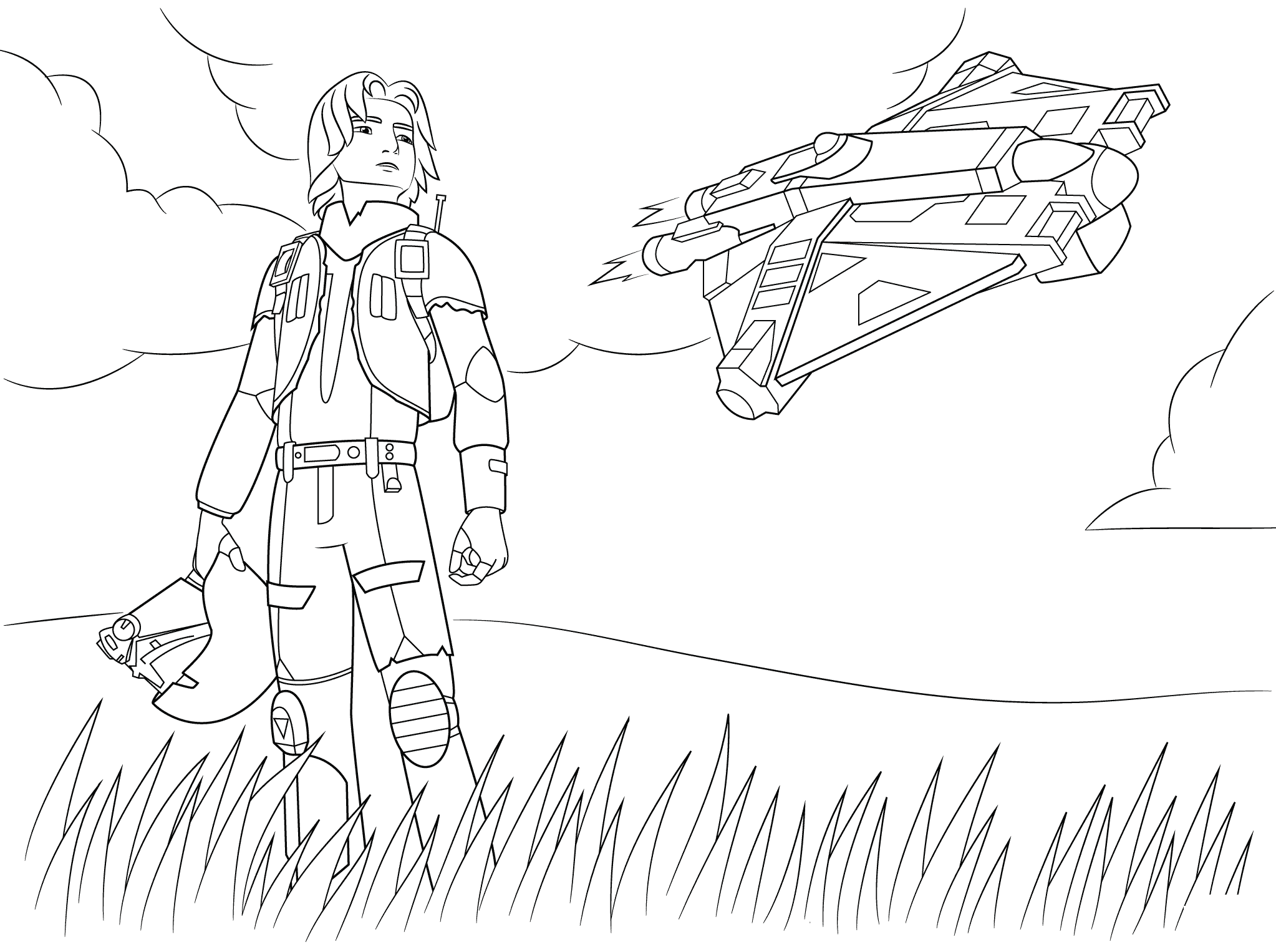 Coloriage Star Wars Rebel Ezra Bridgers - Star wars à imprimer