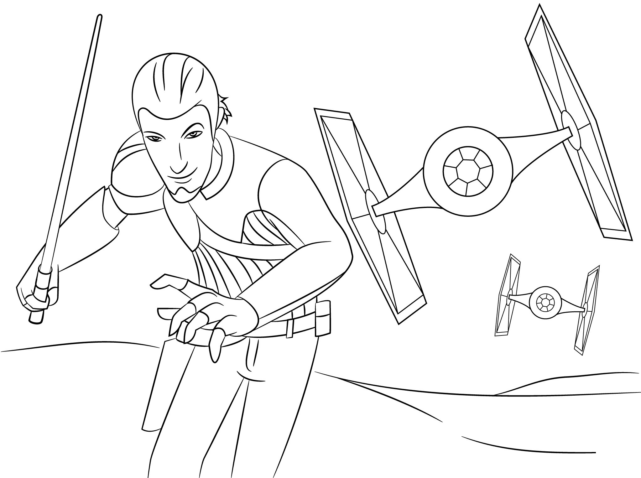 Coloriage Star Wars Rebels Kanans - Star wars à imprimer