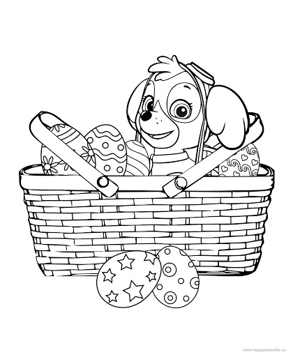 Coloriage Stella Panier Œufs Pâques - Pat patrouille à imprimer