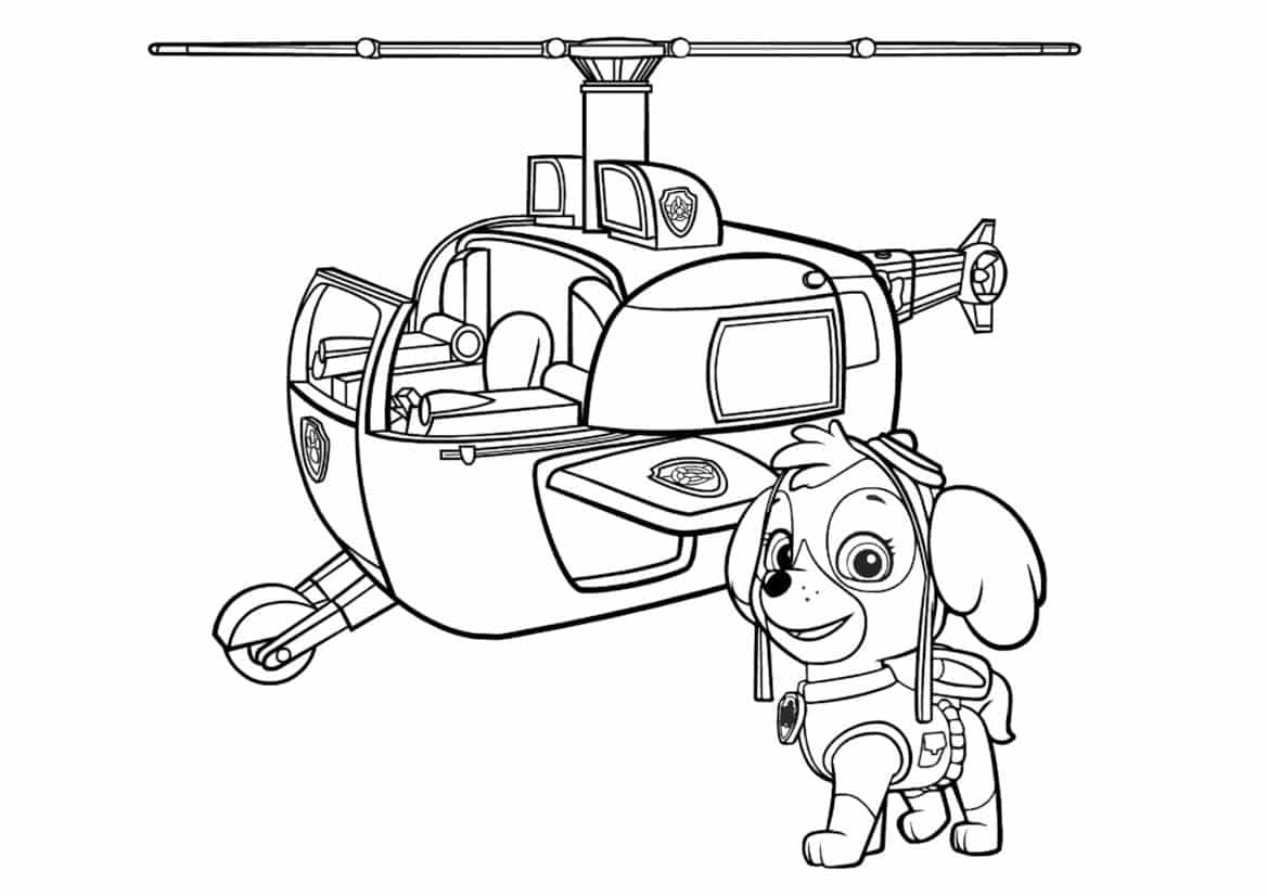 Coloriage Stella Pat Patrouille Et Son Hélicoptère - Stella à imprimer