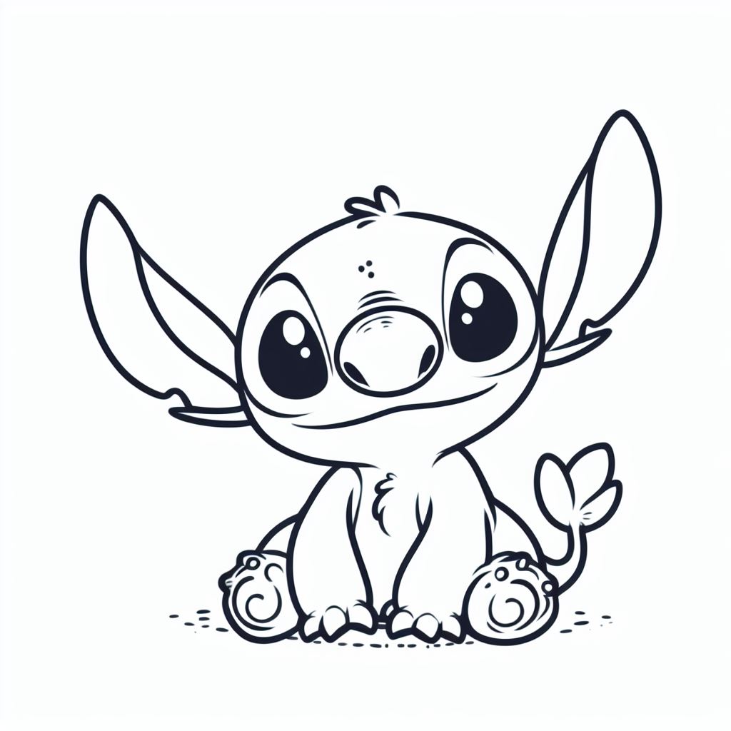 Coloriage Stitch Adorable Expression - Stitch mignon à imprimer