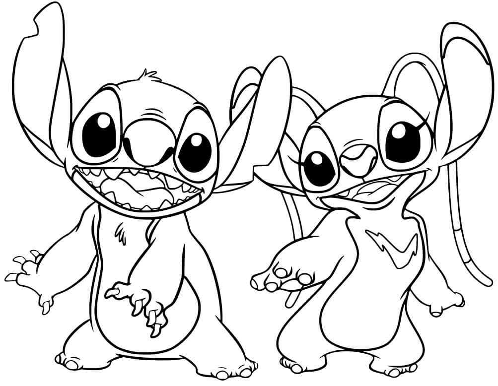 Coloriage Stitch Angel Coloring2 - Stitch et angel à imprimer