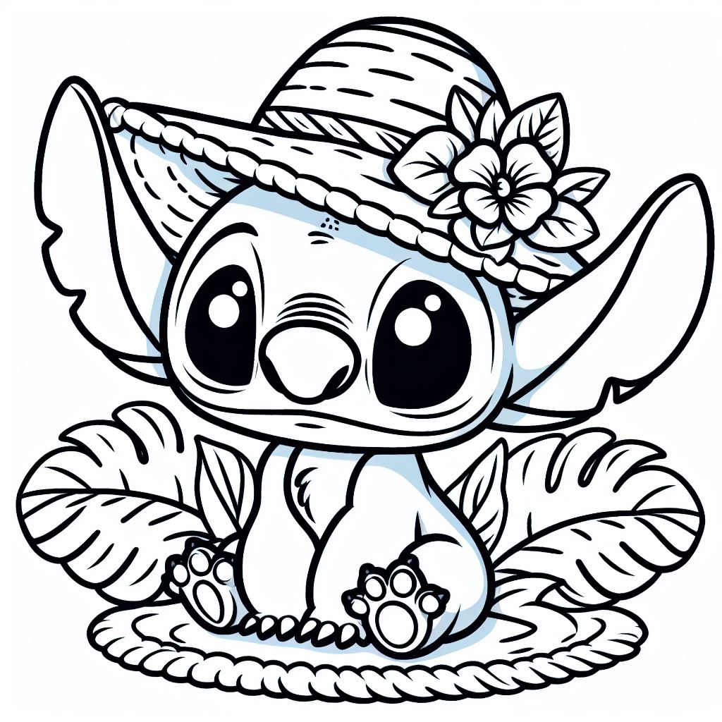 Coloriage Stitch Avec Chapeau Mexicain - Stitch facile à imprimer