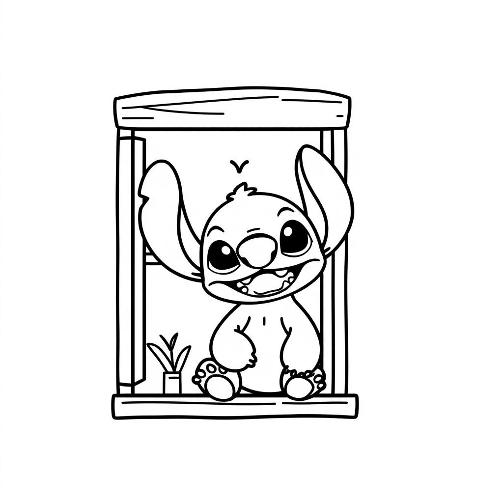 Coloriage Stitch Dans Un Aquarium - Stitch mignon à imprimer
