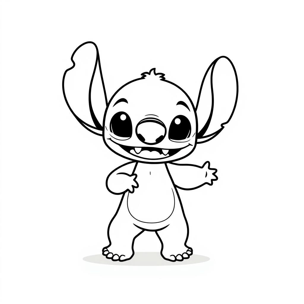 Coloriage Stitch Debout Souriant - Stitch mignon à imprimer