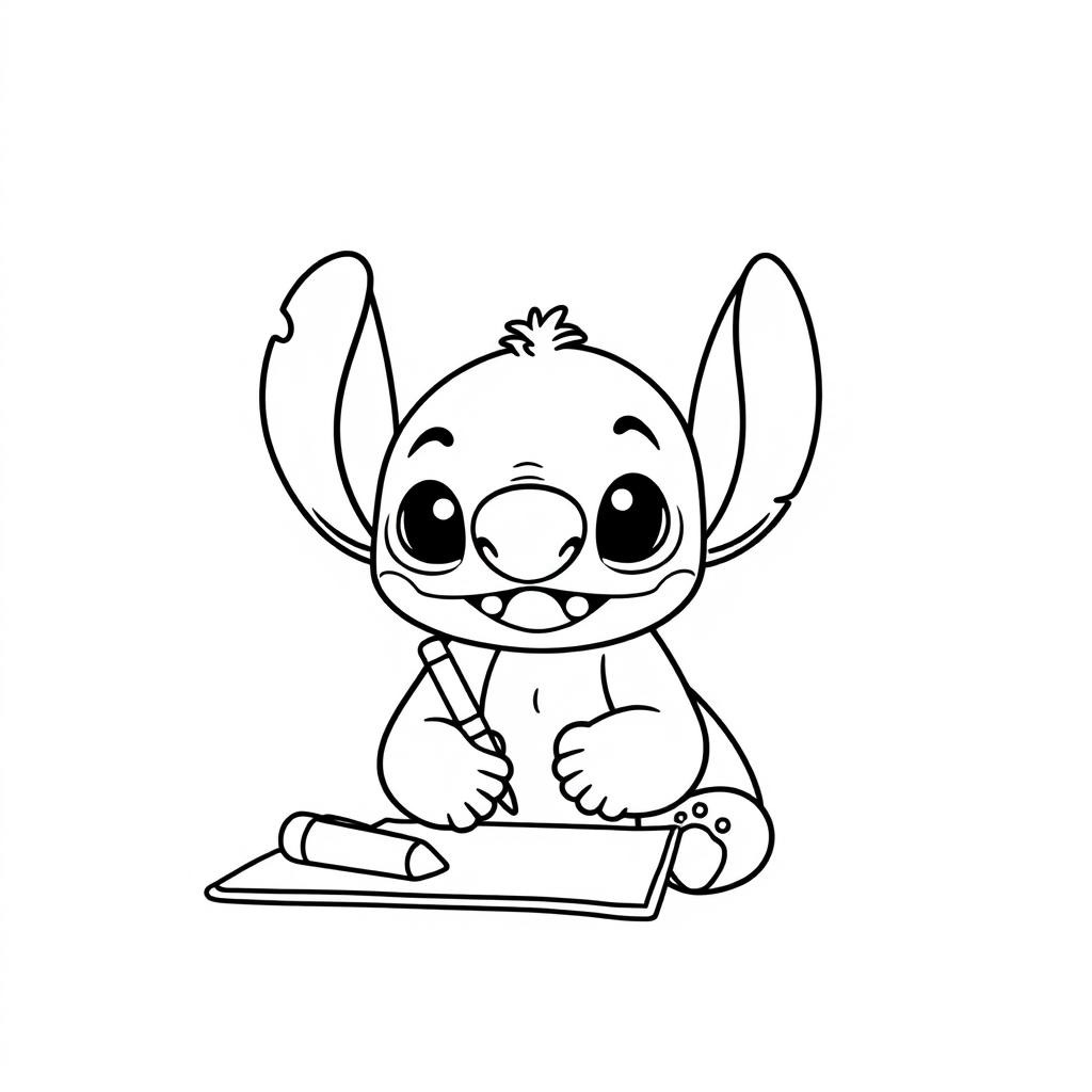 Coloriage Stitch Dessinant - Stitch facile à imprimer