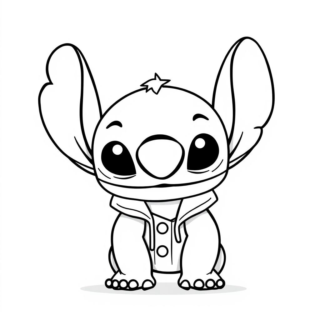 Coloriage Stitch En Hoodie - Stitch mignon à imprimer