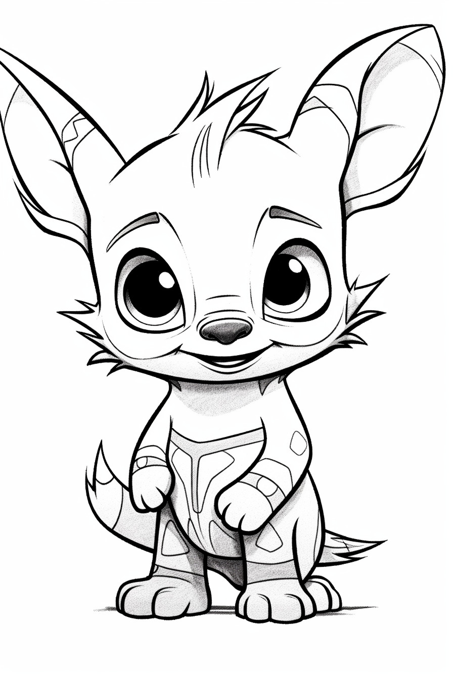Coloriage Stitch En Noir Et Blanc - Stitch mignon à imprimer