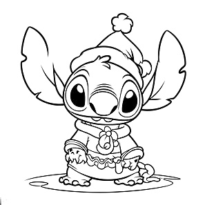 Coloriage Stitch En Tenue De Noël 2 Facile - Stitch facile à imprimer
