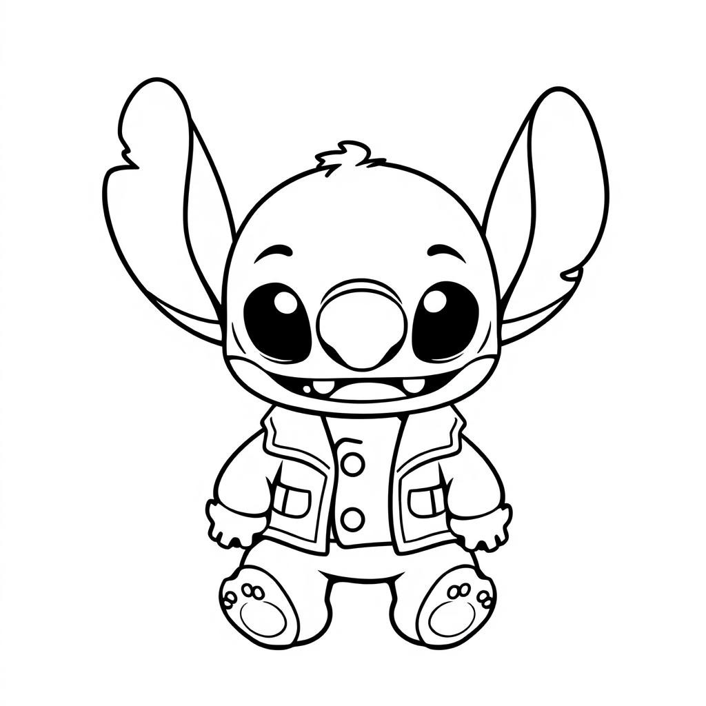 Coloriage Stitch En Veste - Stitch facile à imprimer