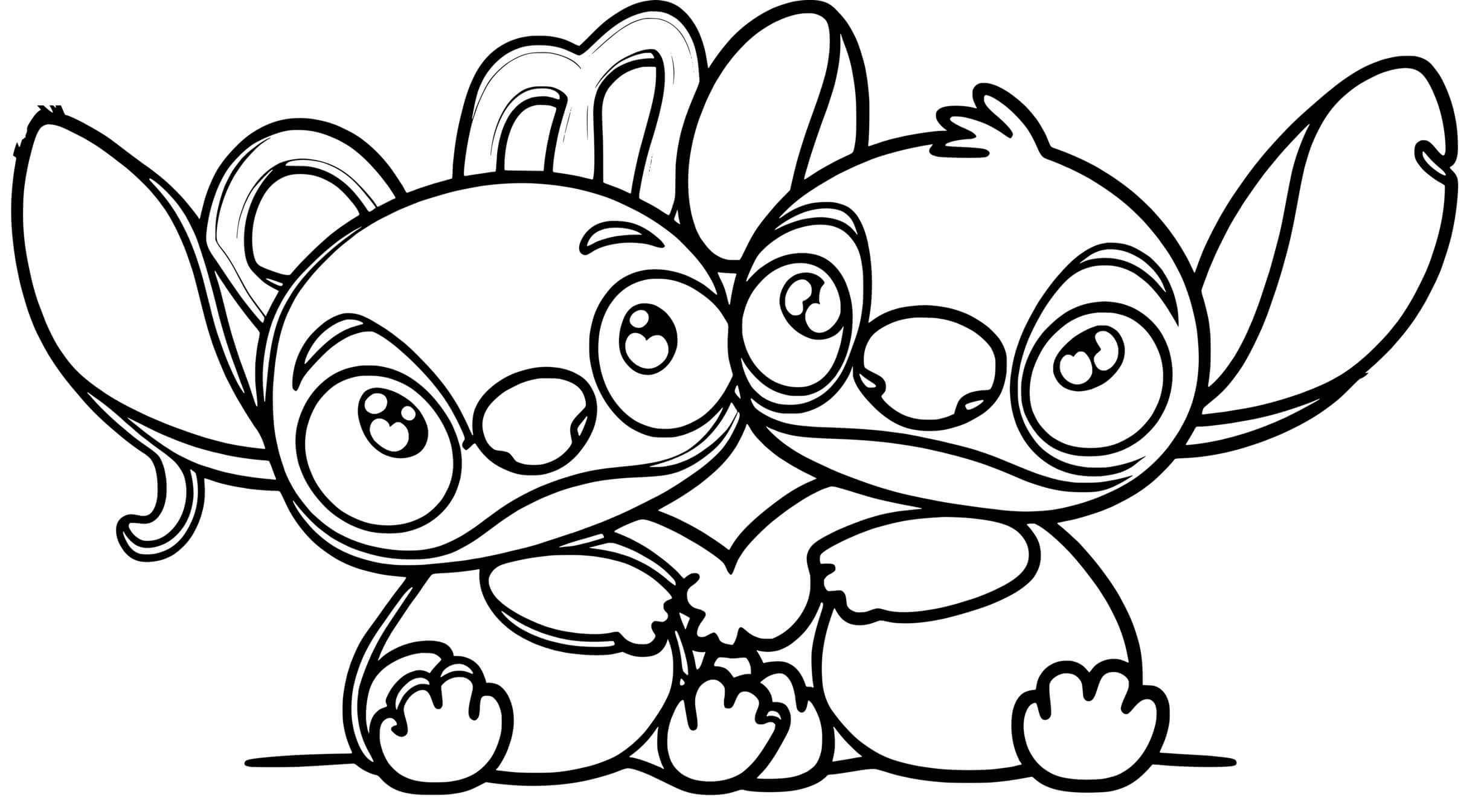 Coloriage Stitch Et Angel Ensemble - Stitch et angel à imprimer