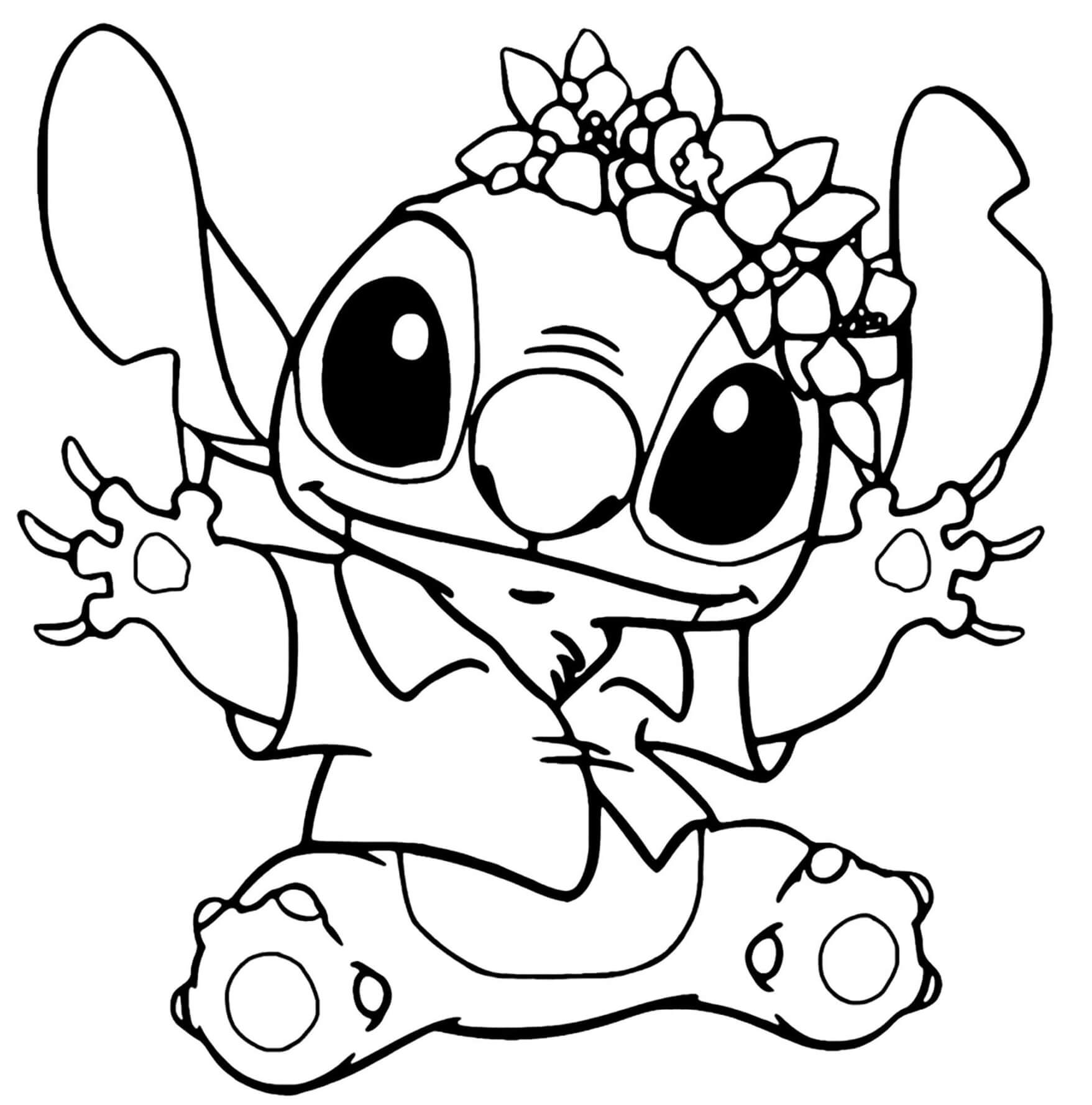 Coloriage Stitch Hawaii Fiesta - Stitch à imprimer