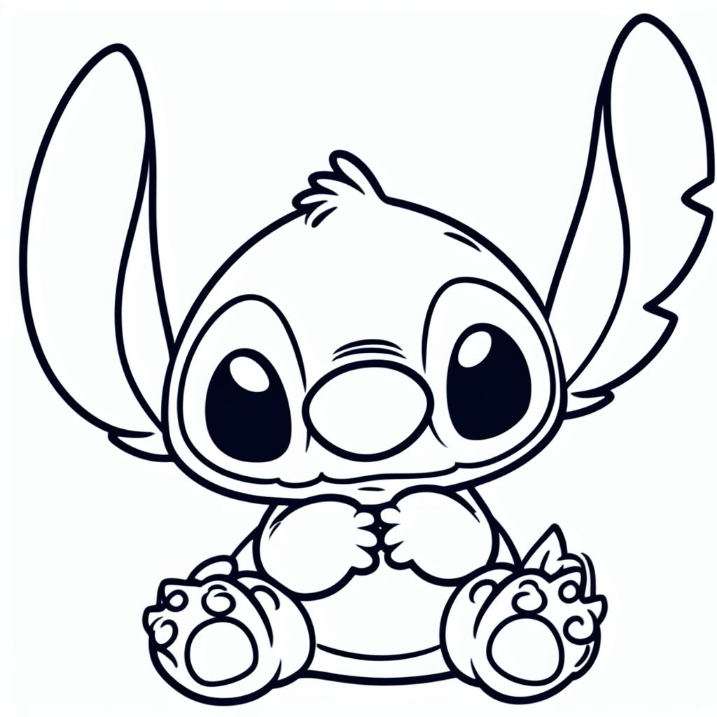 Coloriage Stitch Mignon Dessin Simple - Stitch mignon à imprimer