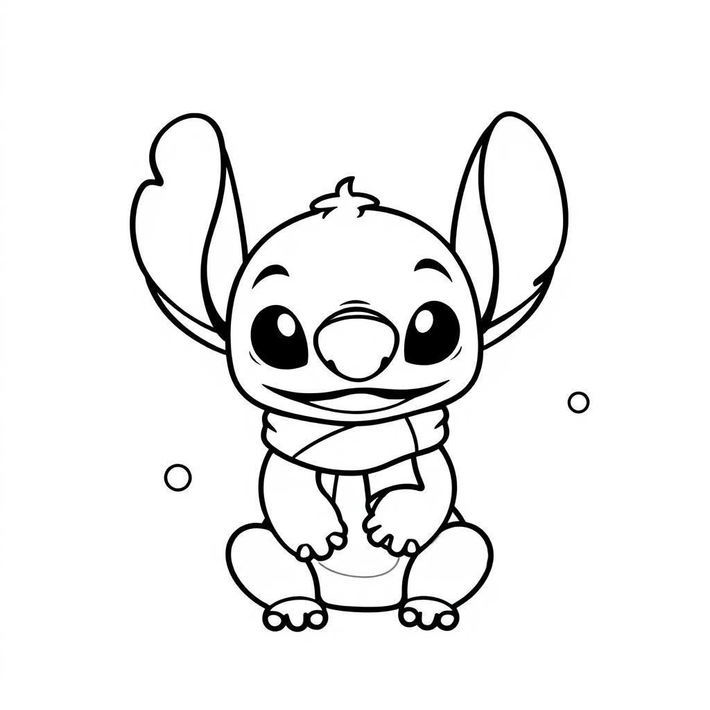 Coloriage Stitch Portrait Minimaliste Facile - Stitch facile à imprimer