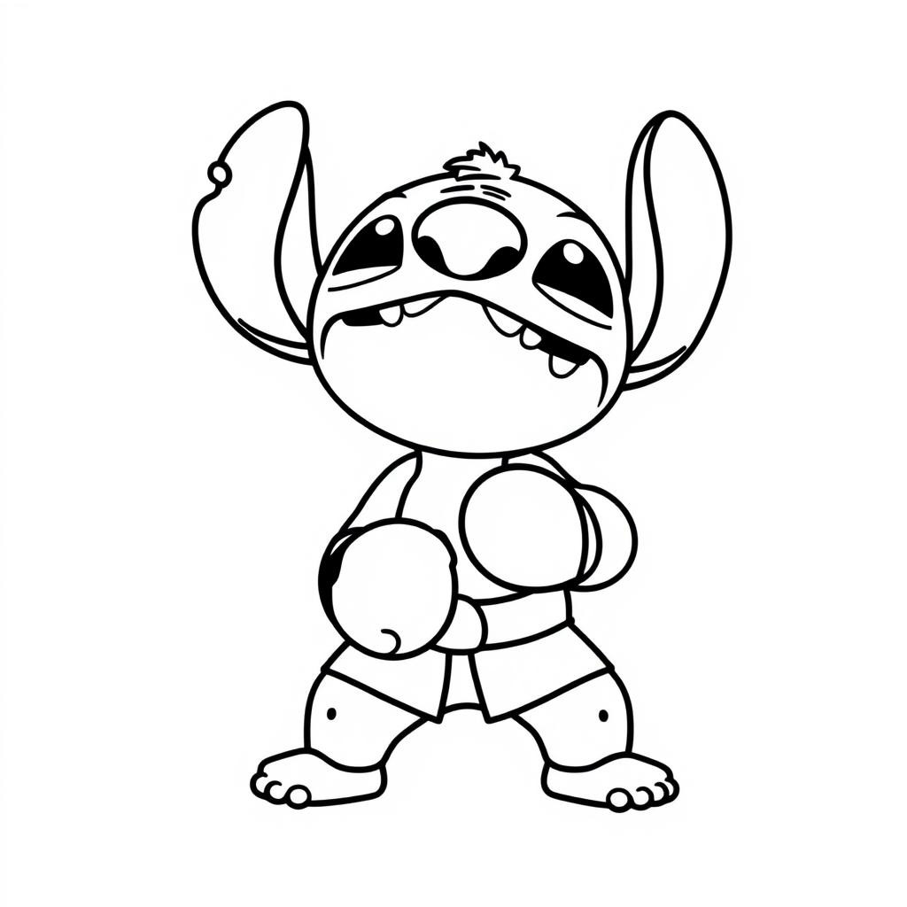 Coloriage Stitch Salutation Joyeuse - Stitch facile à imprimer