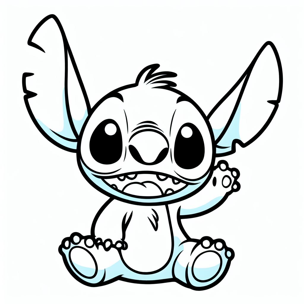 Coloriage Stitch Souriant Adorable - Stitch facile à imprimer