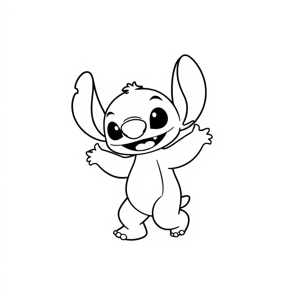 Coloriage Stitch Souriant Blanc Et Noir - Stitch facile à imprimer