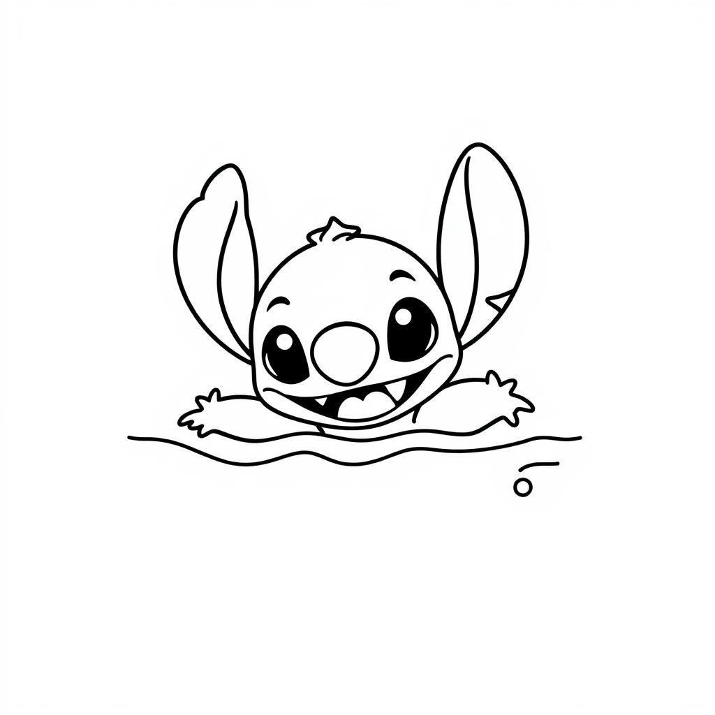 Coloriage Stitch Souriant Peekaboo - Stitch mignon à imprimer