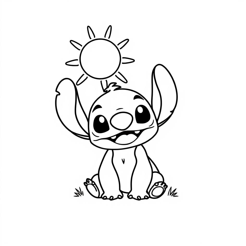 Coloriage Stitch Tenue La Soleil - Stitch mignon à imprimer