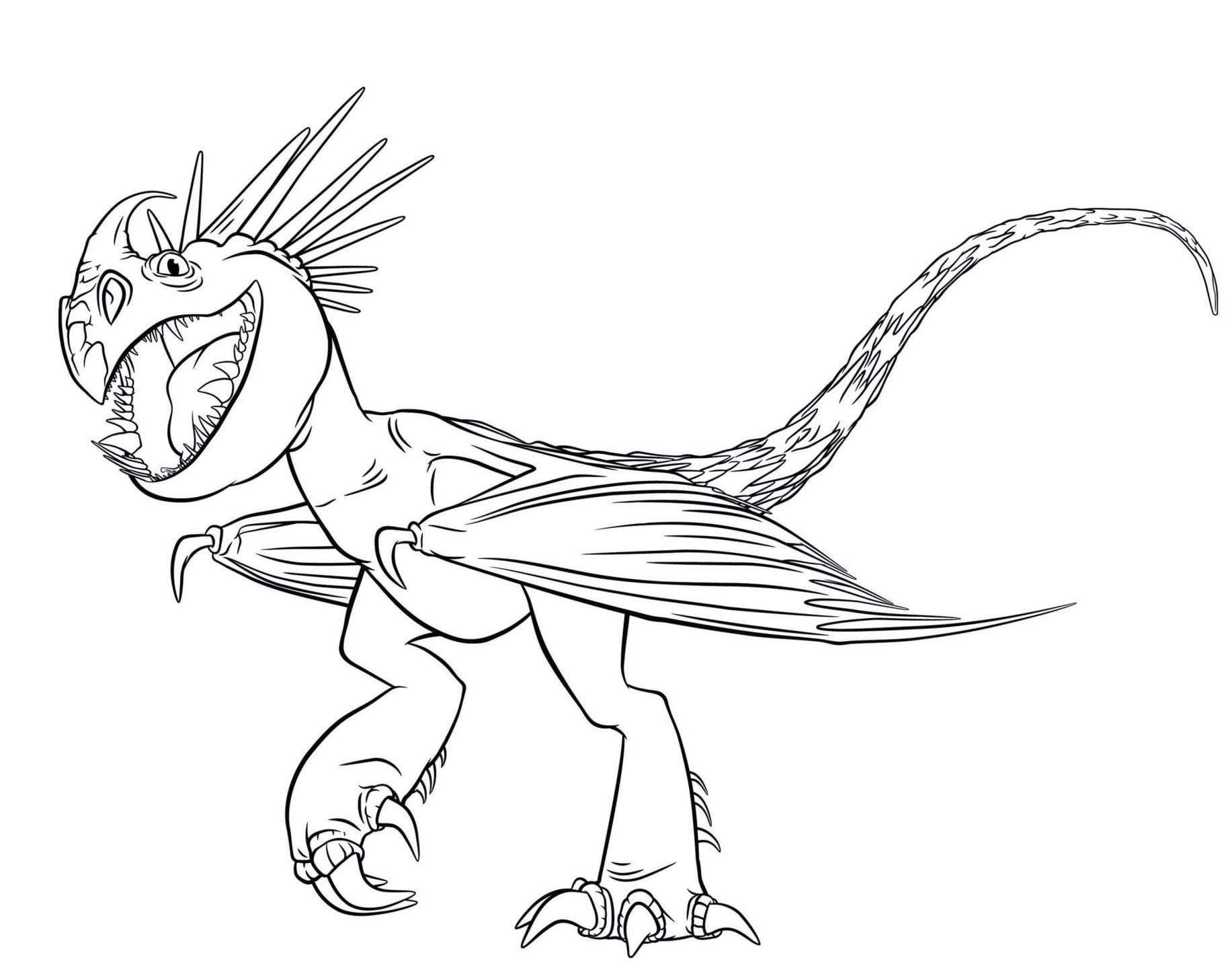 Coloriage Stormly dragon 3 volant dans ciel - Dragon à imprimer