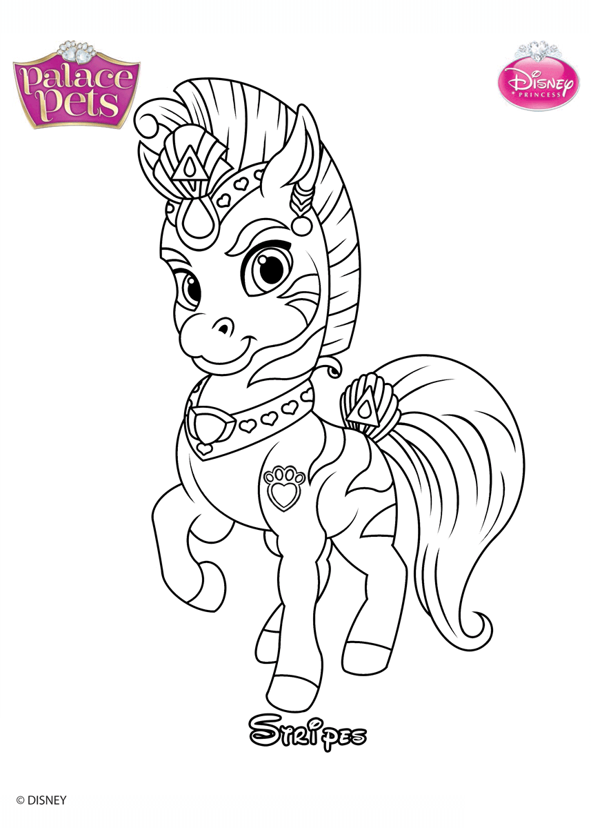 Coloriage Stripes la Zèbre Princesse Disney - Palace pets à imprimer