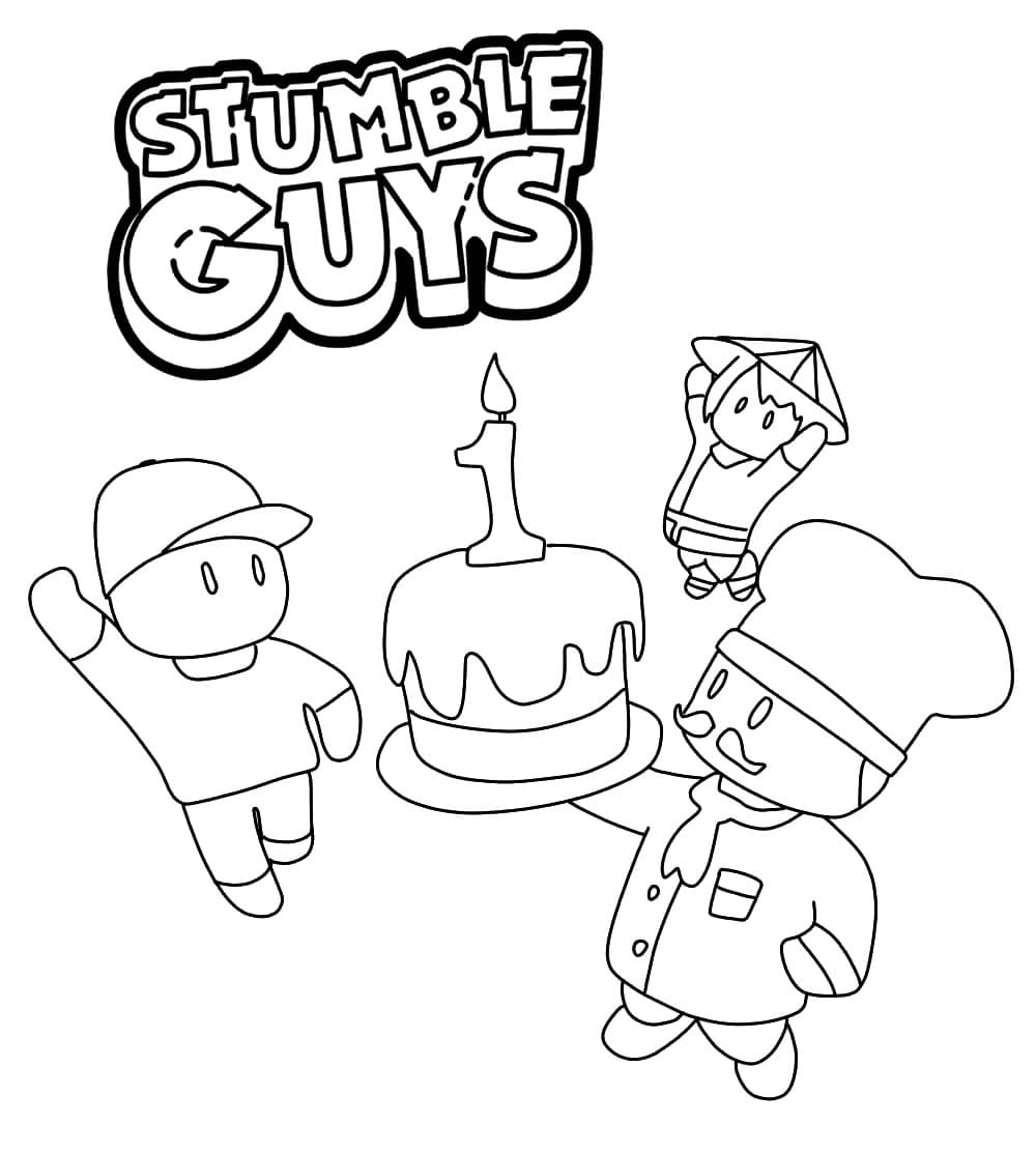 Coloriage Stumble Guys Anniversaire - Stumble guys à imprimer
