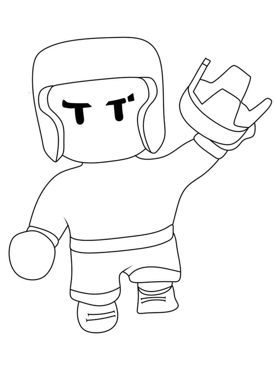 Coloriage Stumble Guys Boxer Mike - Stumble guys à imprimer