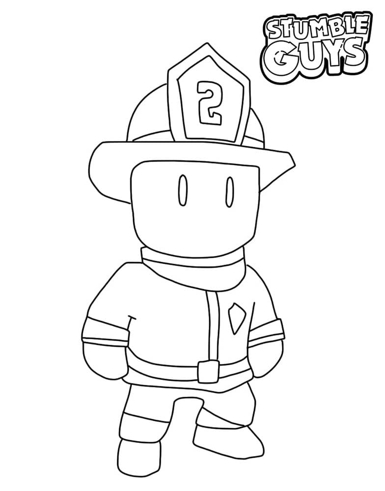 Coloriage Stumble Guys Fireman Torch - Stumble guys à imprimer
