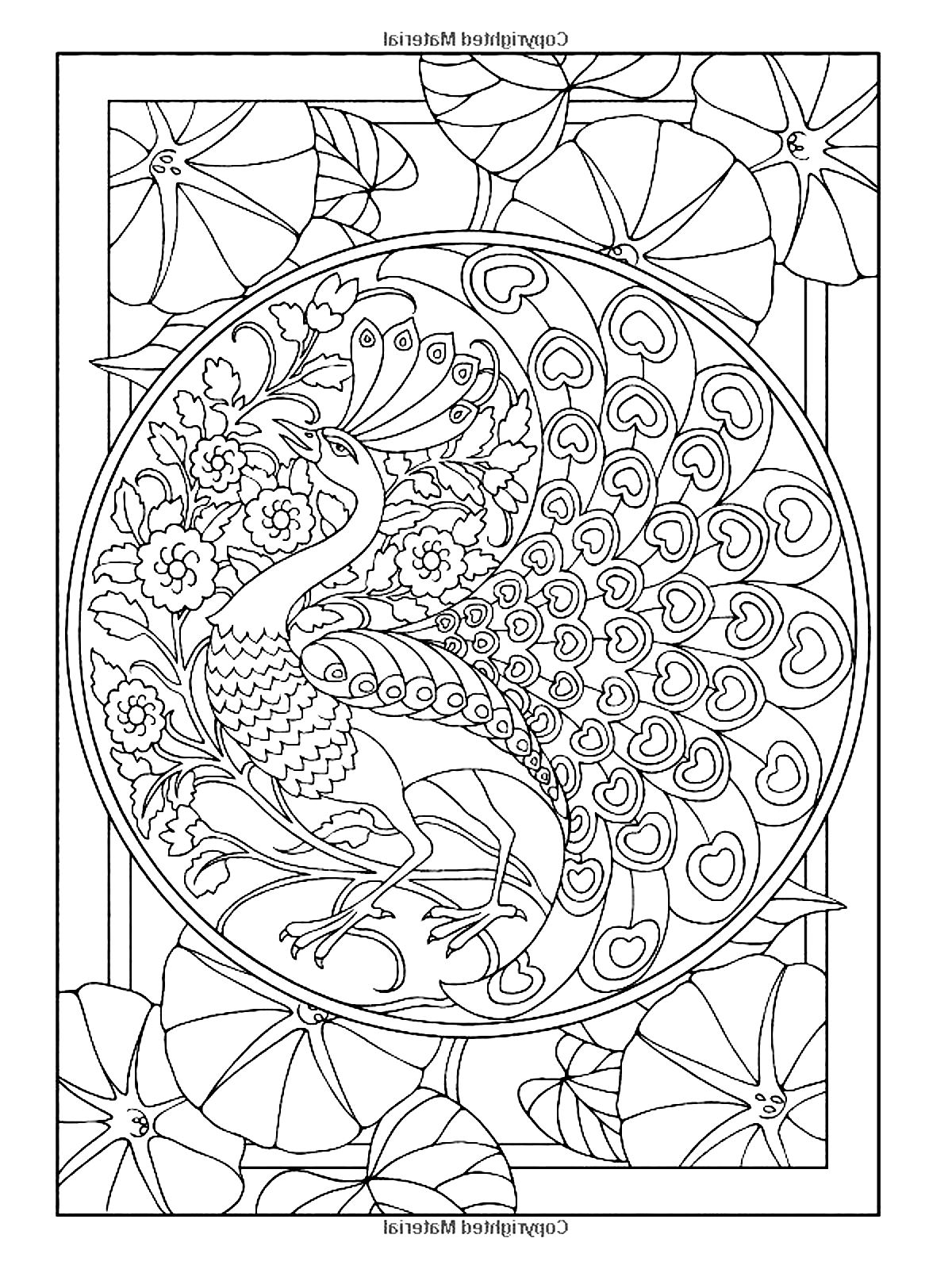 Coloriage Style Art Nouveau Paon - Art à imprimer