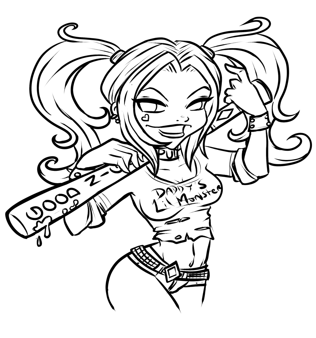 Coloriage Suicide Squad Harley Lines By Meeki - Harley quinn à imprimer