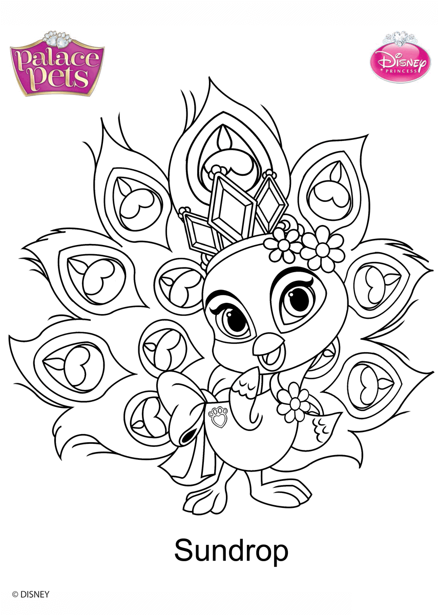 Coloriage Sundrop Princesss Disney - Palace pets à imprimer