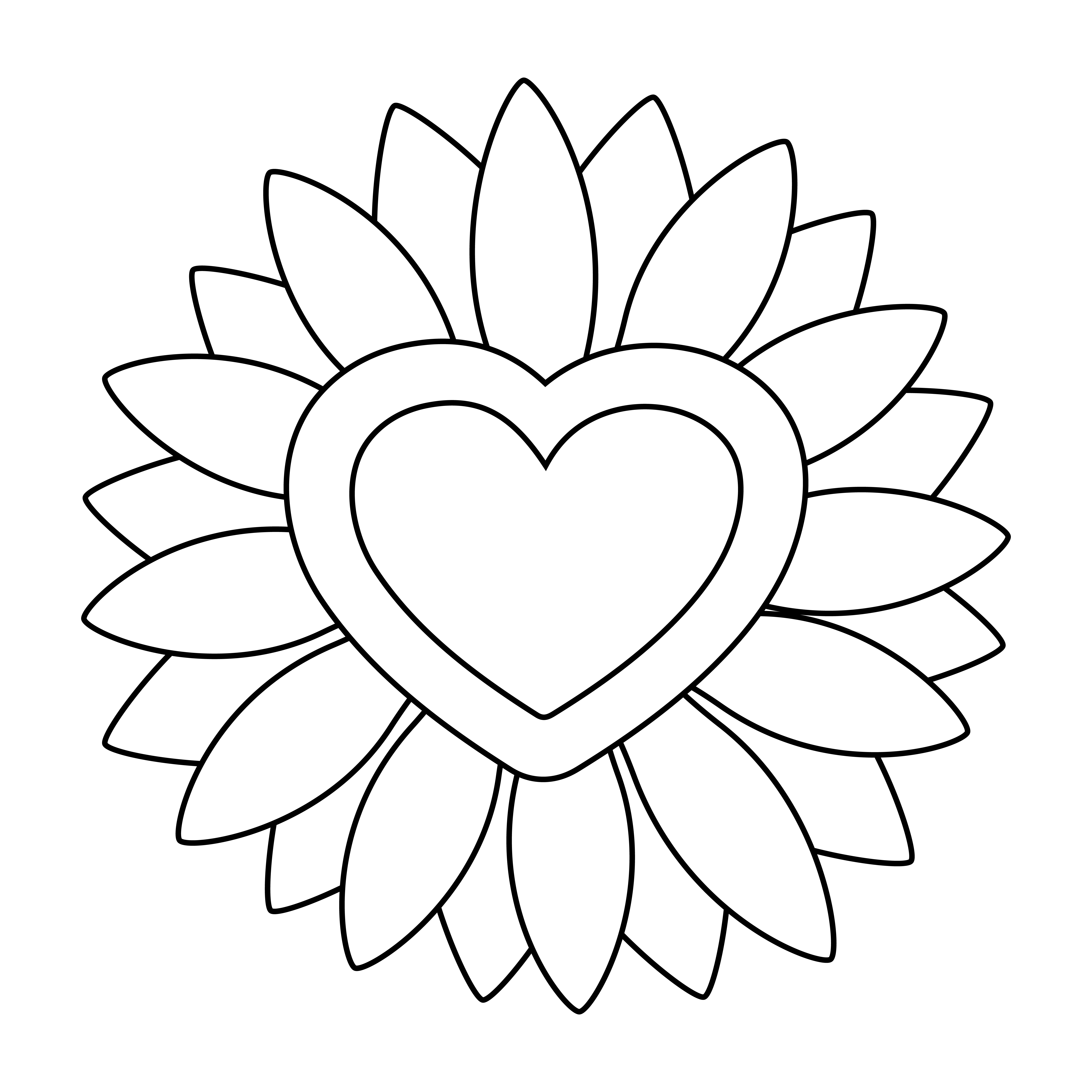 Coloriage Sunflower Hear - Journée de la femme 8 mars à imprimer