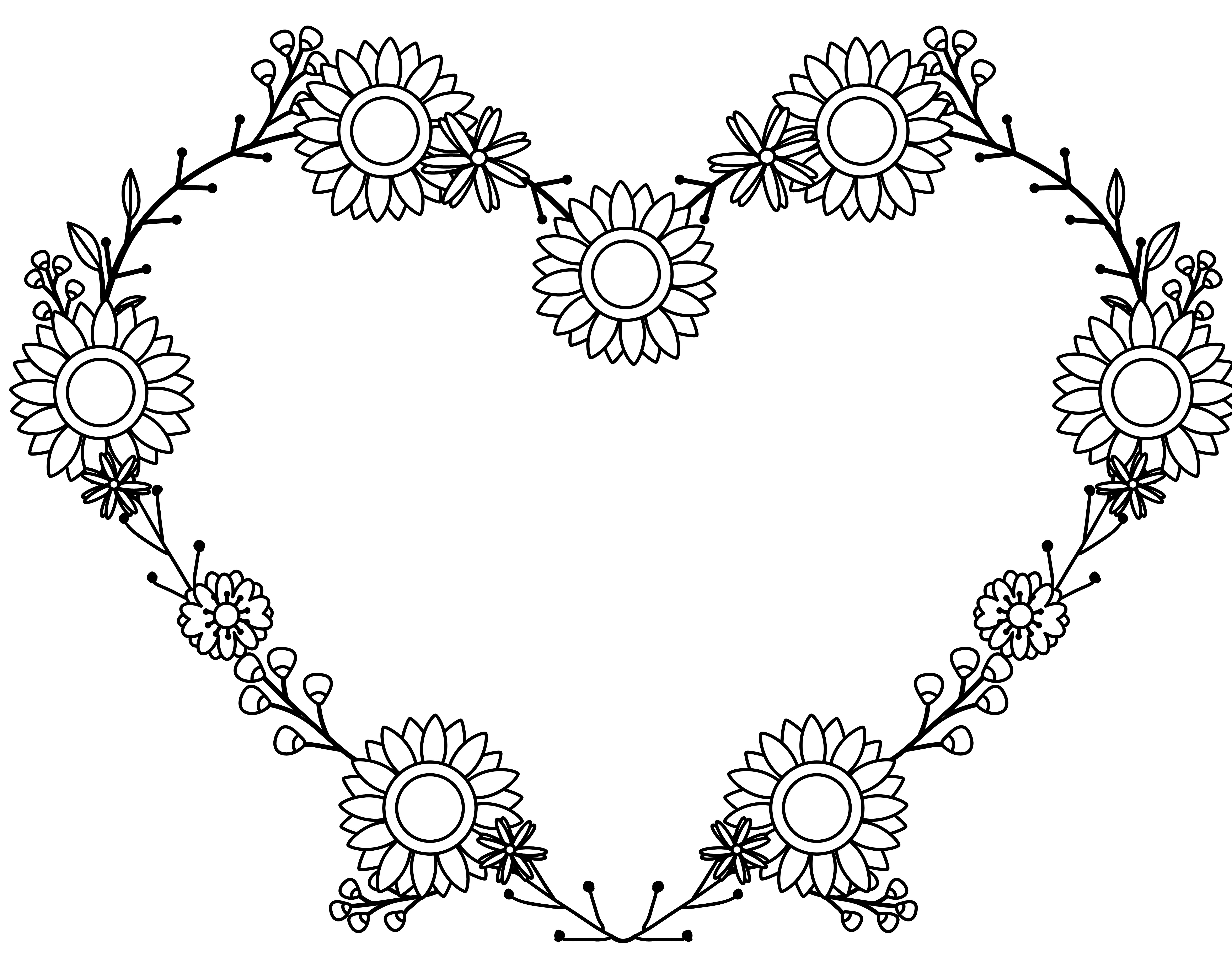 Coloriage Sunflower Heart 8 March - Journée de la femme 8 mars à imprimer