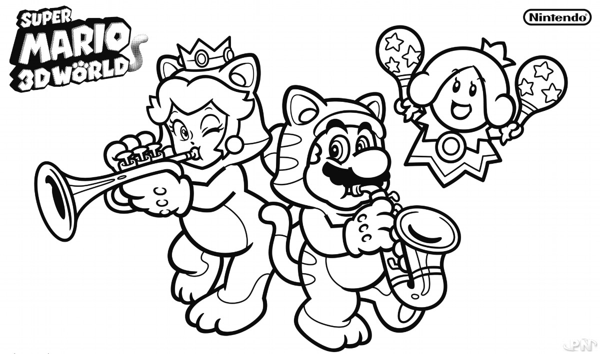 Coloriage Super Mario 3d World - Mario à imprimer