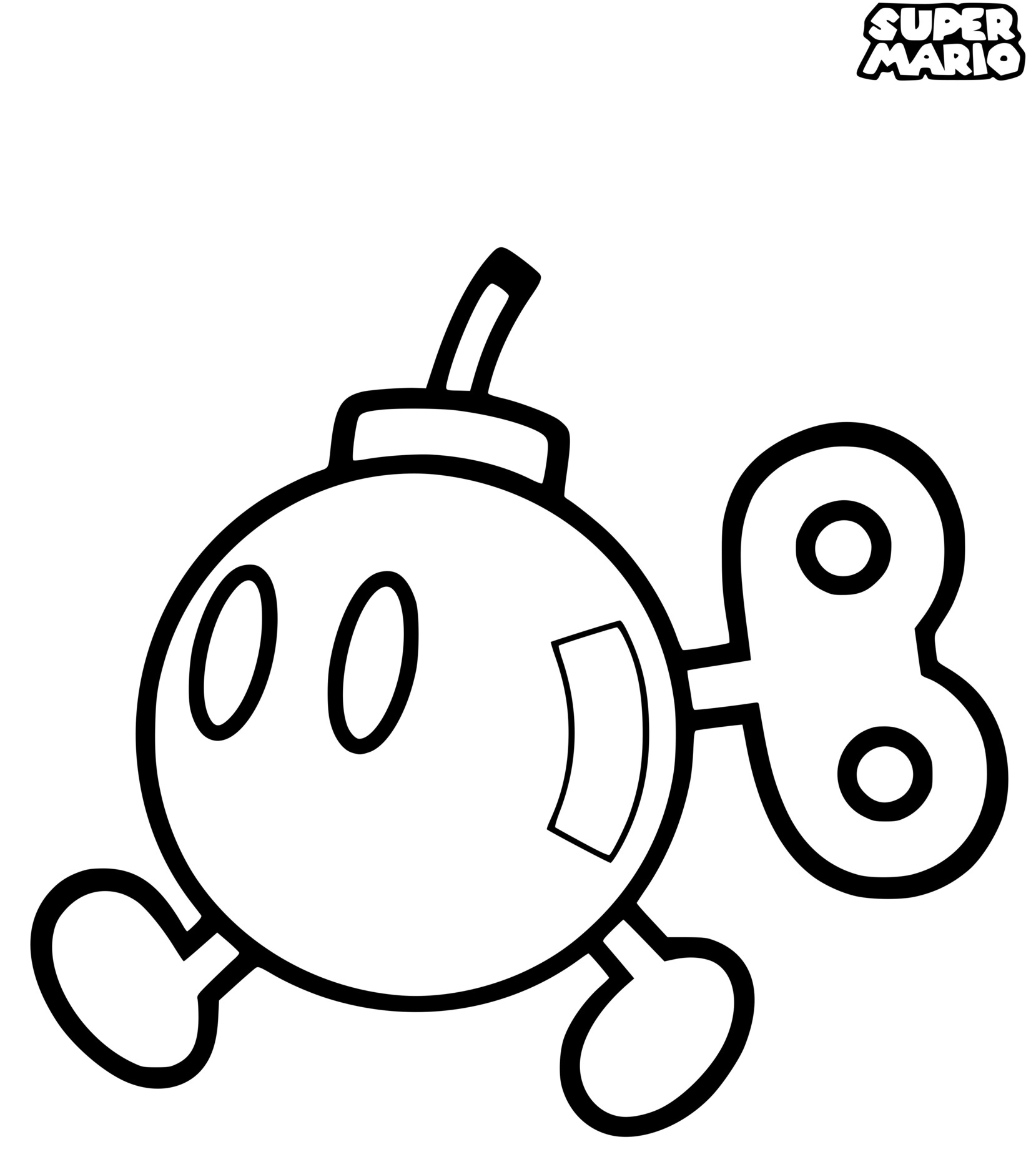Coloriage Super Mario Bombette - Mario à imprimer