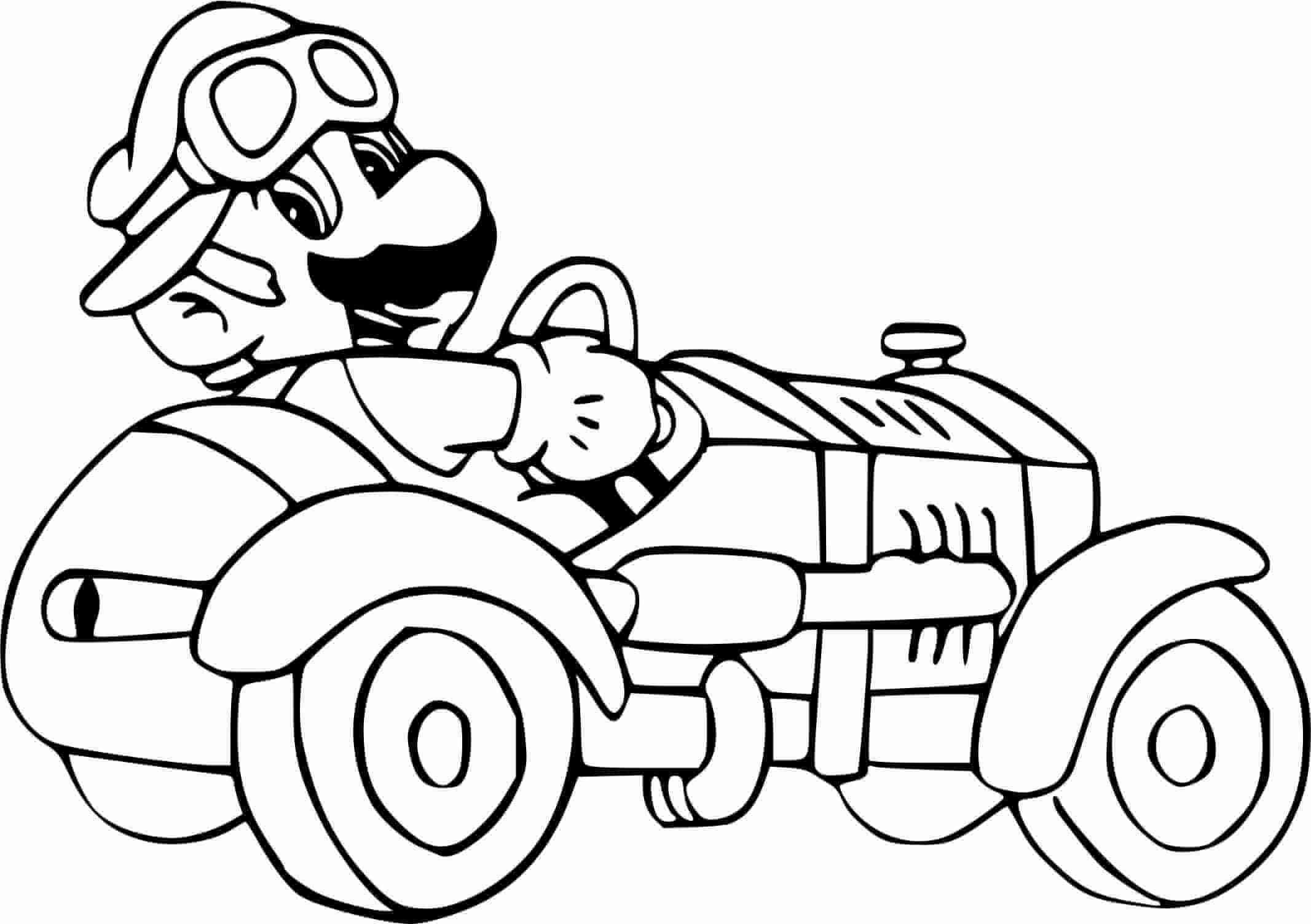 Coloriage Super Mario Bro Voiture De Course - Mario bros à imprimer