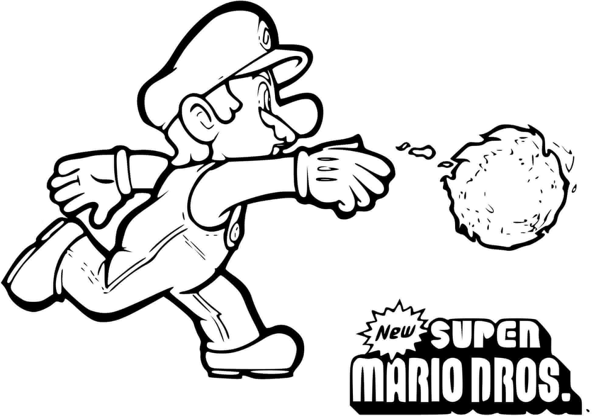 Coloriage Super Mario Bros 2 Lance Boule De Feu - Mario bros à imprimer